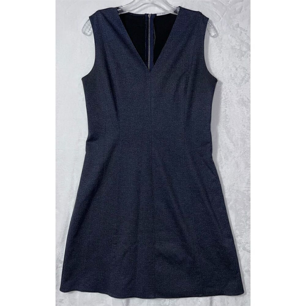 Tahari Women's V-Neck Sleeveless Blue Knee Length Dress Size 8 Standard
